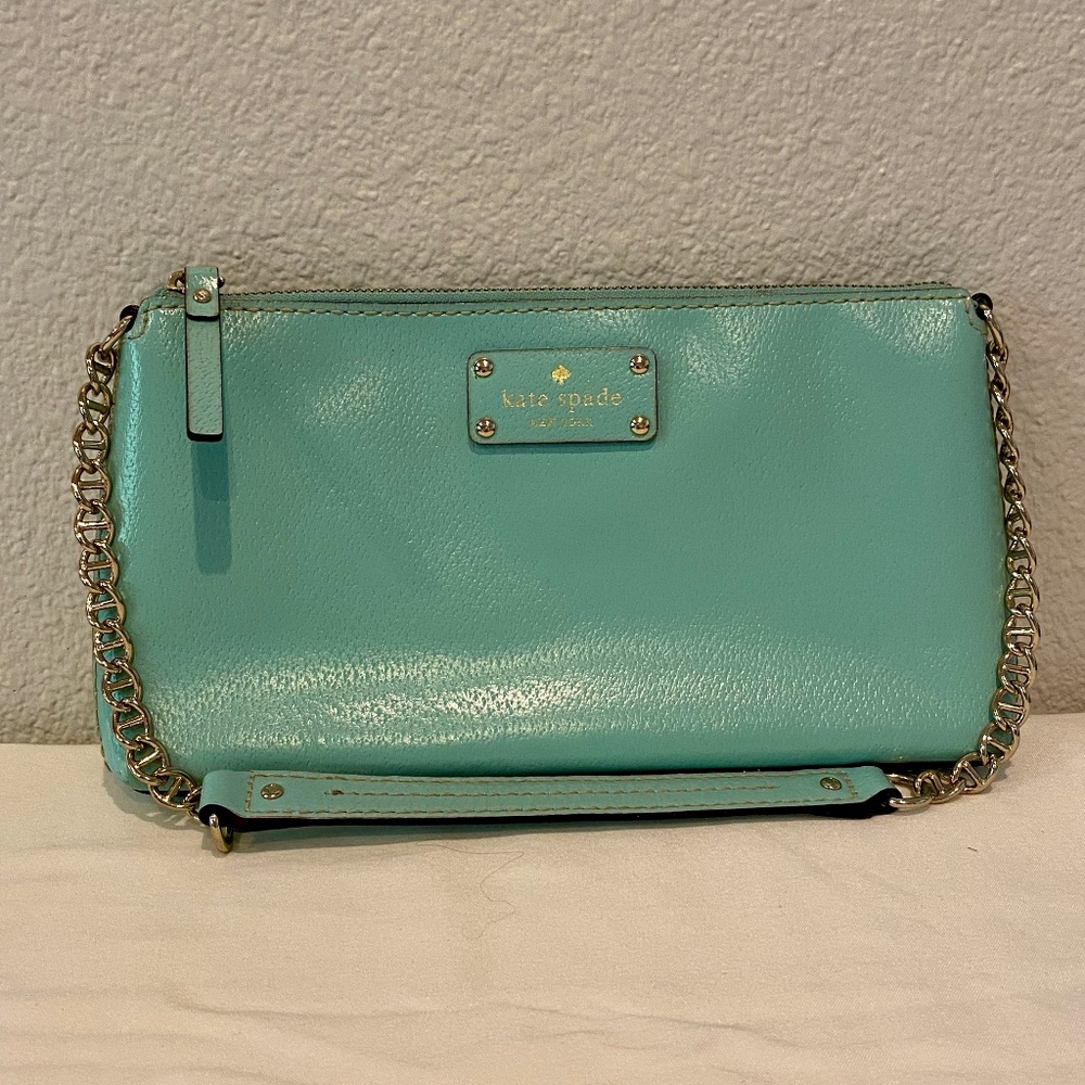 Kate Spade Wellesley Byrd Robin's Egg Clutch // Like New // Authentic // Teal